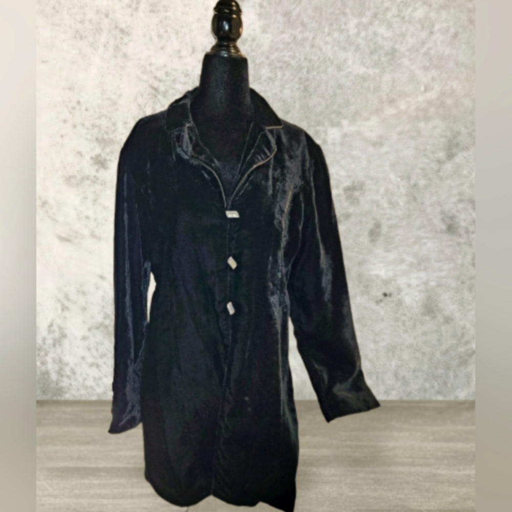 J.Jill Black Velvety like, 1990s Vintage Bohemian Jacket. Size 6